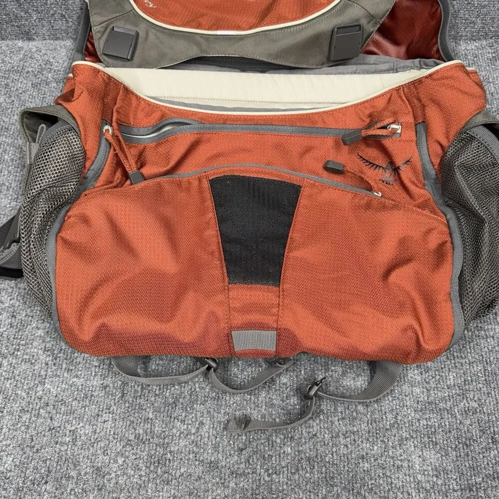 E1 OSPREY Elroy Messenger Bag Cargo Pockets Sipper Side Laptop Burnt Orange Gray